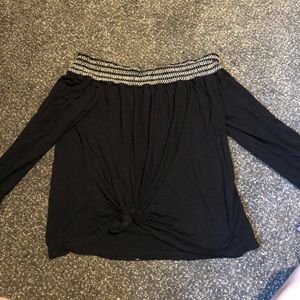Black off shoulder top blouse